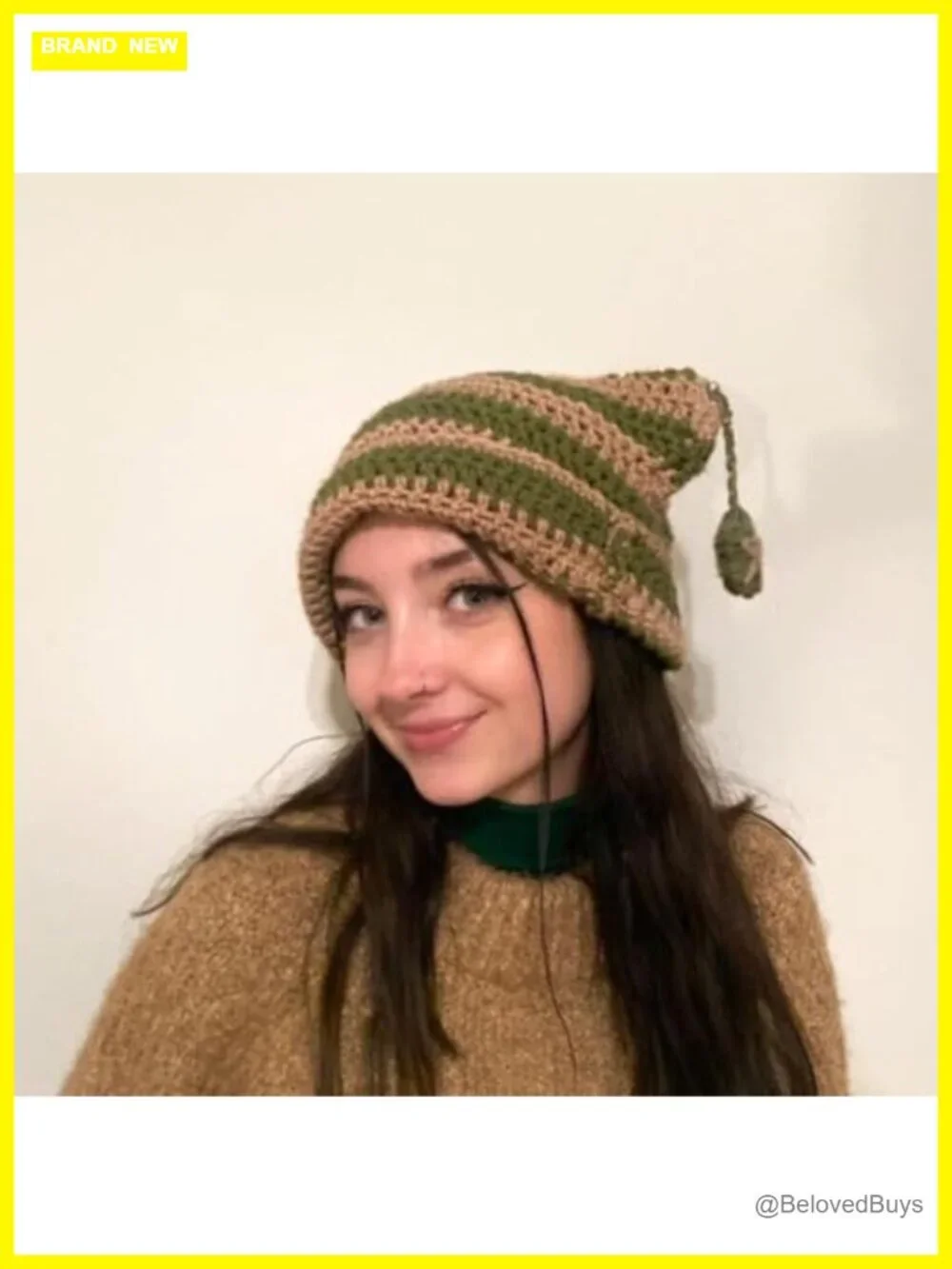 Cat Ear Knit Beanie Goth Grunge Y2K Winter Hat for Women